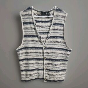 Structure Men's XL Vintage Sweater Ramie Cotton Knit Striped Hong Kong Made 90s